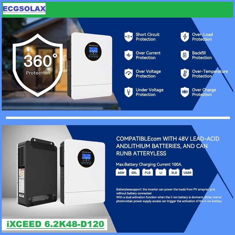 ECGSOLAX 3000W Off Grid Hybrid - Inverter Pure Sine Wave 60Hz 120V 3000W 评论和价格