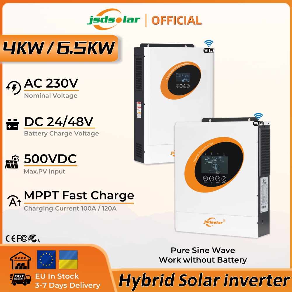 JSDSolar 4KW 6.5KW Hybrid Sola - Hybrid Solar Inverter 5.5Kw Mppt 48V 评论和价格