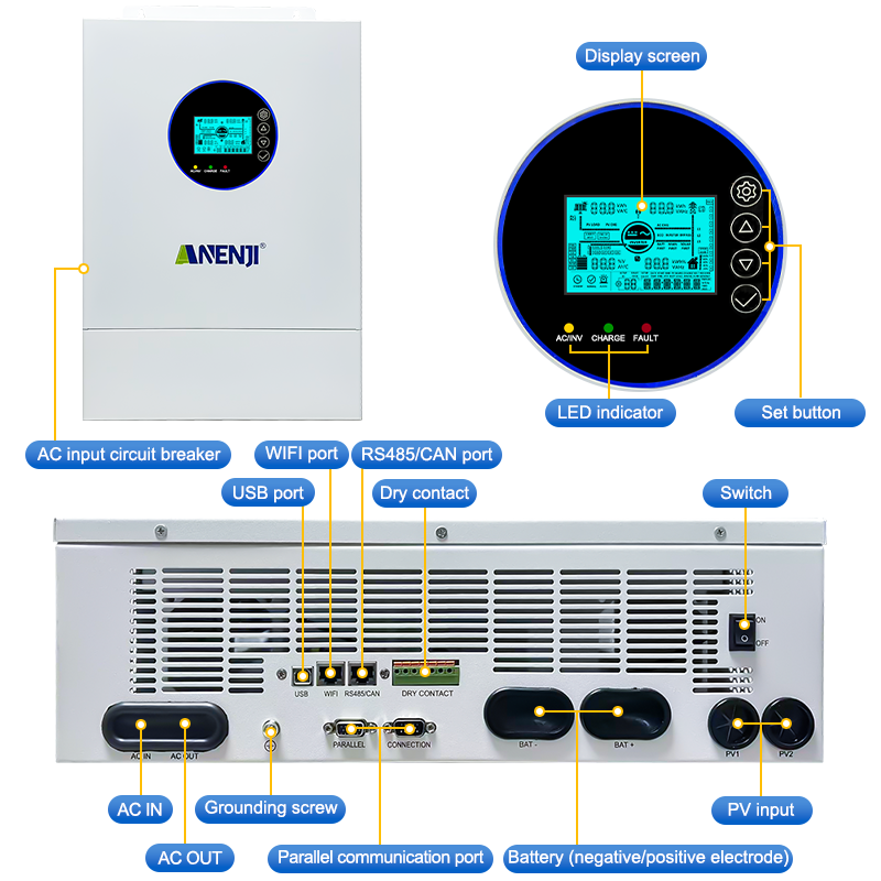 ANENJI Split Phase 12KW 48V Hy - Off Grid Solar Inverter 48V 6000W 评论和价格