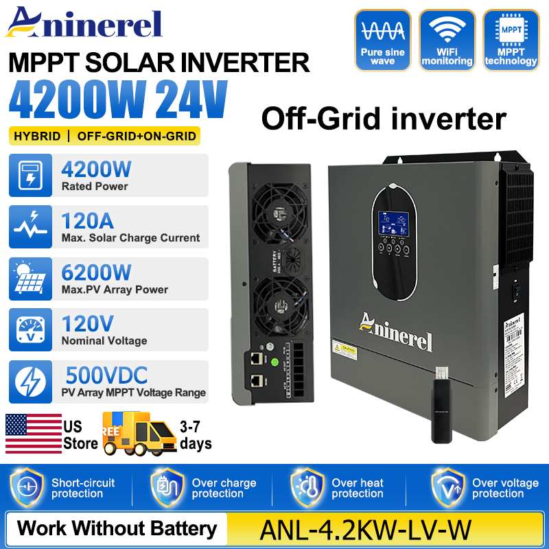 Aninerel 4200W 3KW 120V Hybrid - Inverter Pure Sine Wave 60Hz 120V 3000W 评论和价格