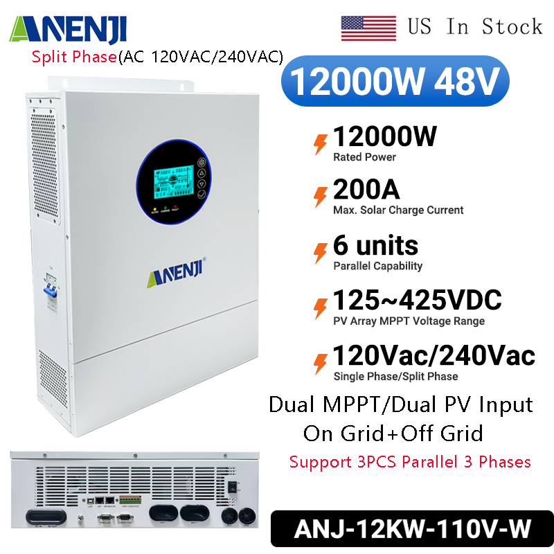 ANENJI Split Phase 12KW 48V Hy - Off Grid Solar Inverter 48V 6000W 评论和价格