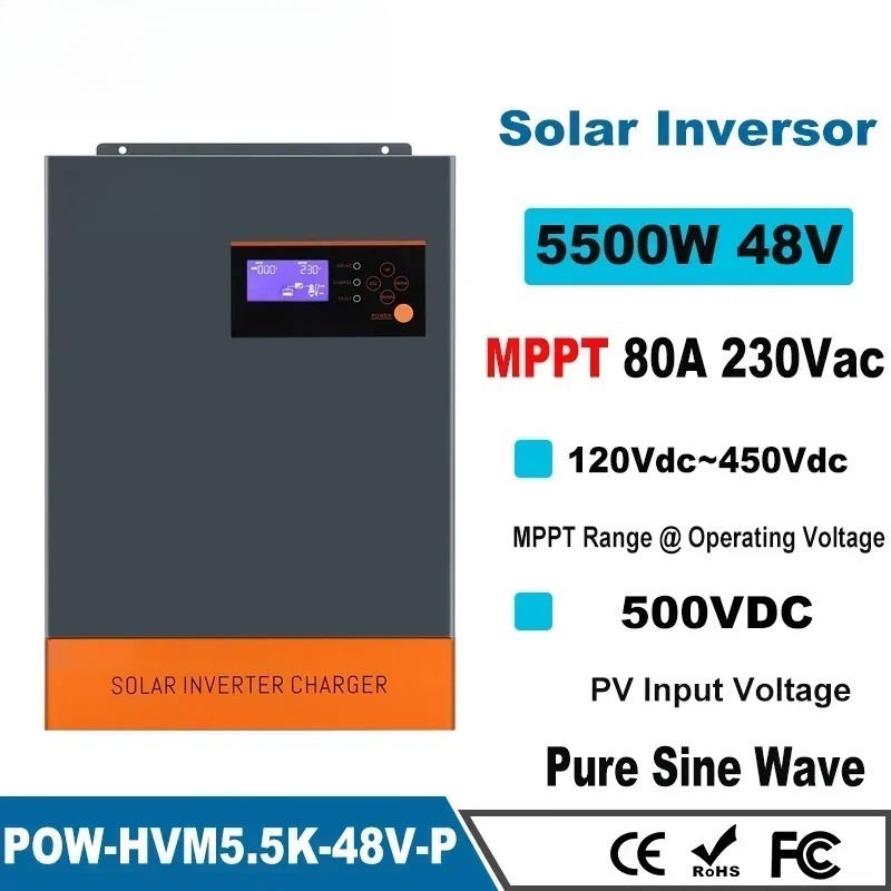 factory 5.5KW 5.5KVA MPPT 80A  - Hybrid Solar Inverter 5.5Kw Mppt 48V 评论和价格