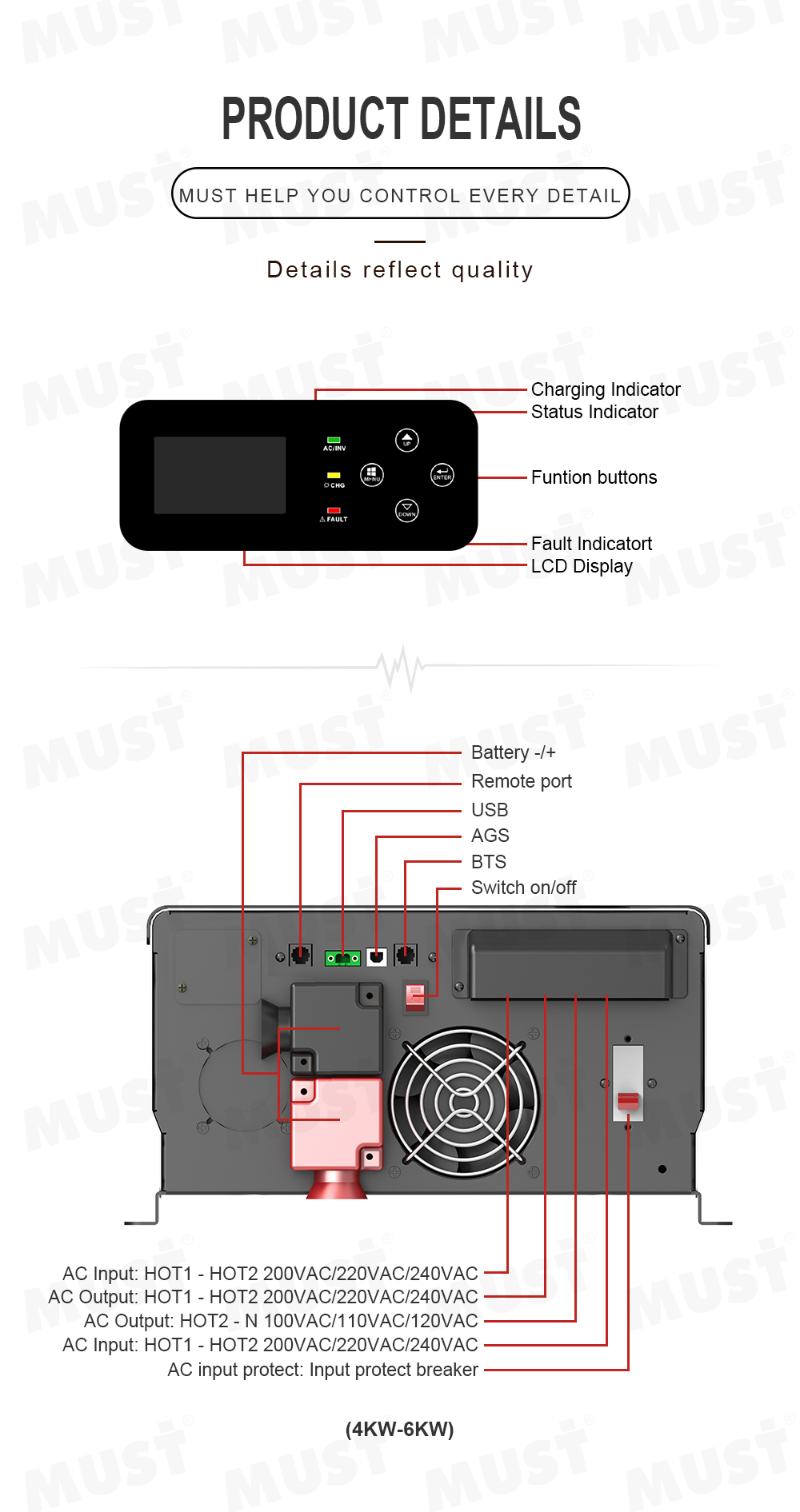 Must Best Selling 110V 120V 22 - Pure Sine Wave Inverter 5000W 48V 220V 评论和价格